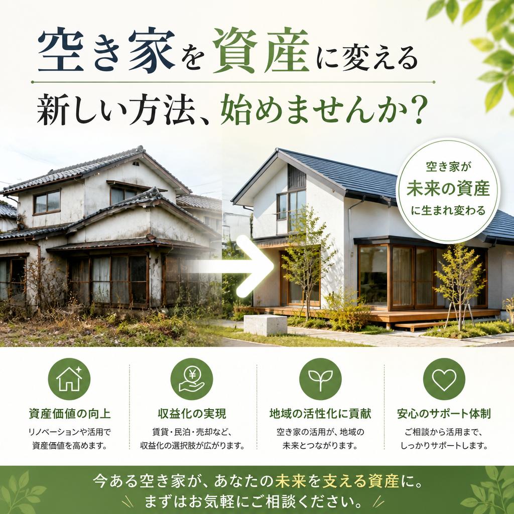 空き家を資産に変える新しい方法、始めませんか？
