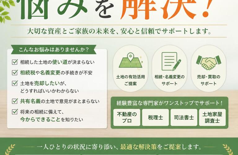 【宅地建物取引士事務所】土地と相続に関する悩みを解決！