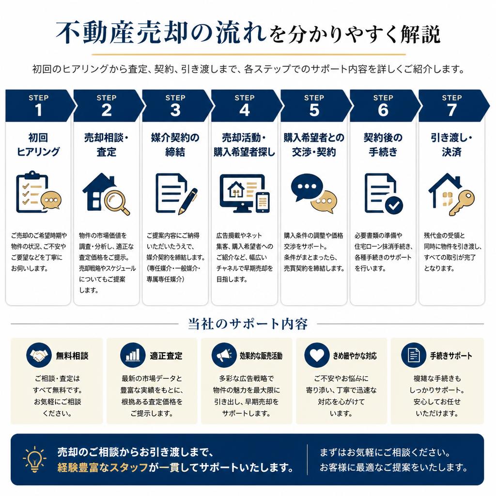サポート内容の紹介【不動産売却の流れ】