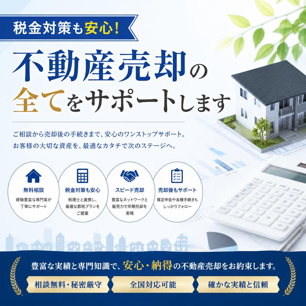 税金対策も安心！不動産売却の全てをサポートします