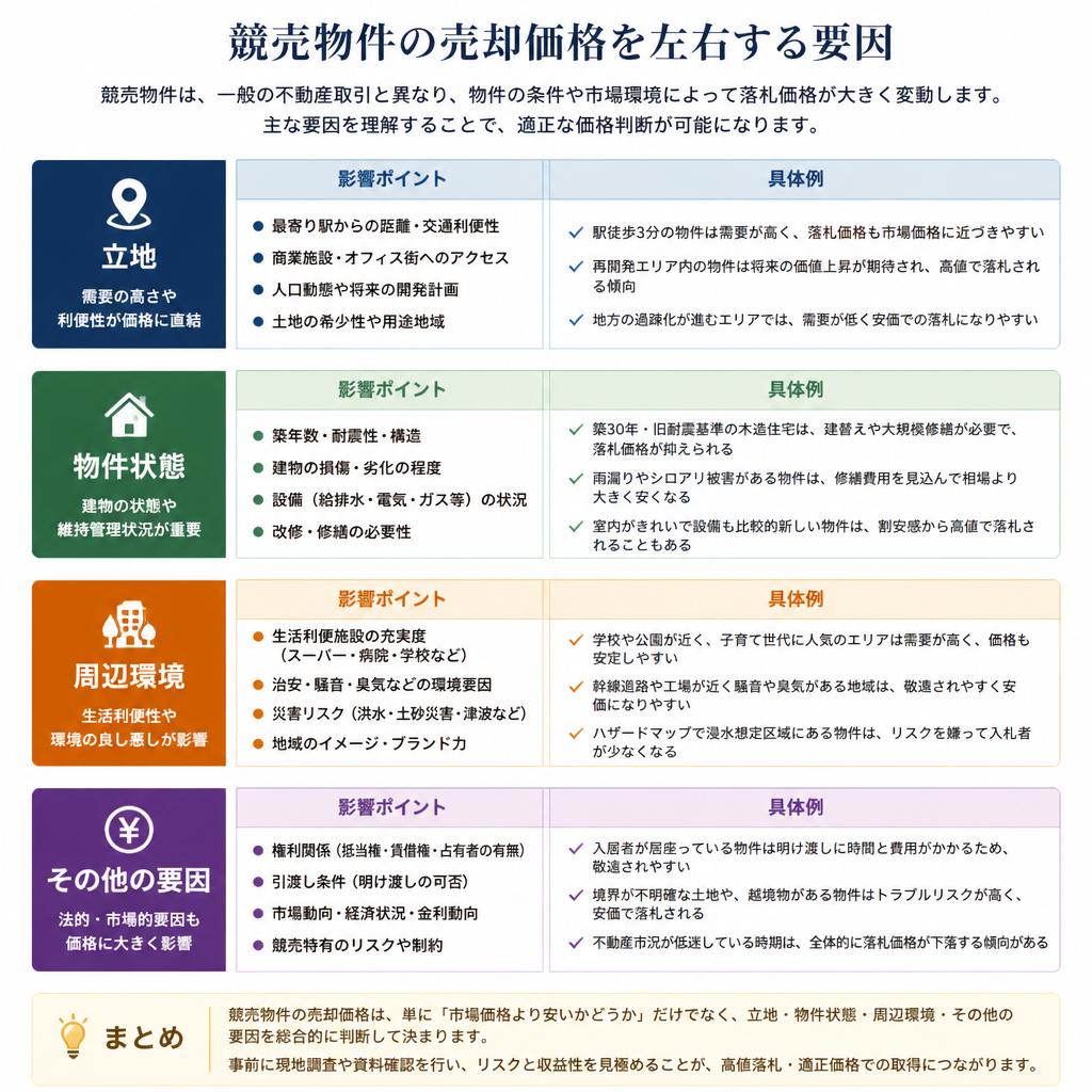 売却価格に影響を与える要因