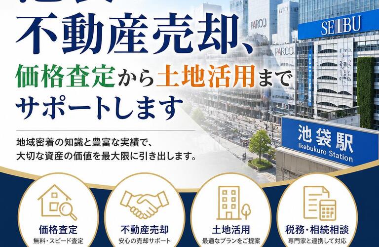 【宅地建物取引士事務所】池袋の不動産売却、価格査定から土地活用までサポートします