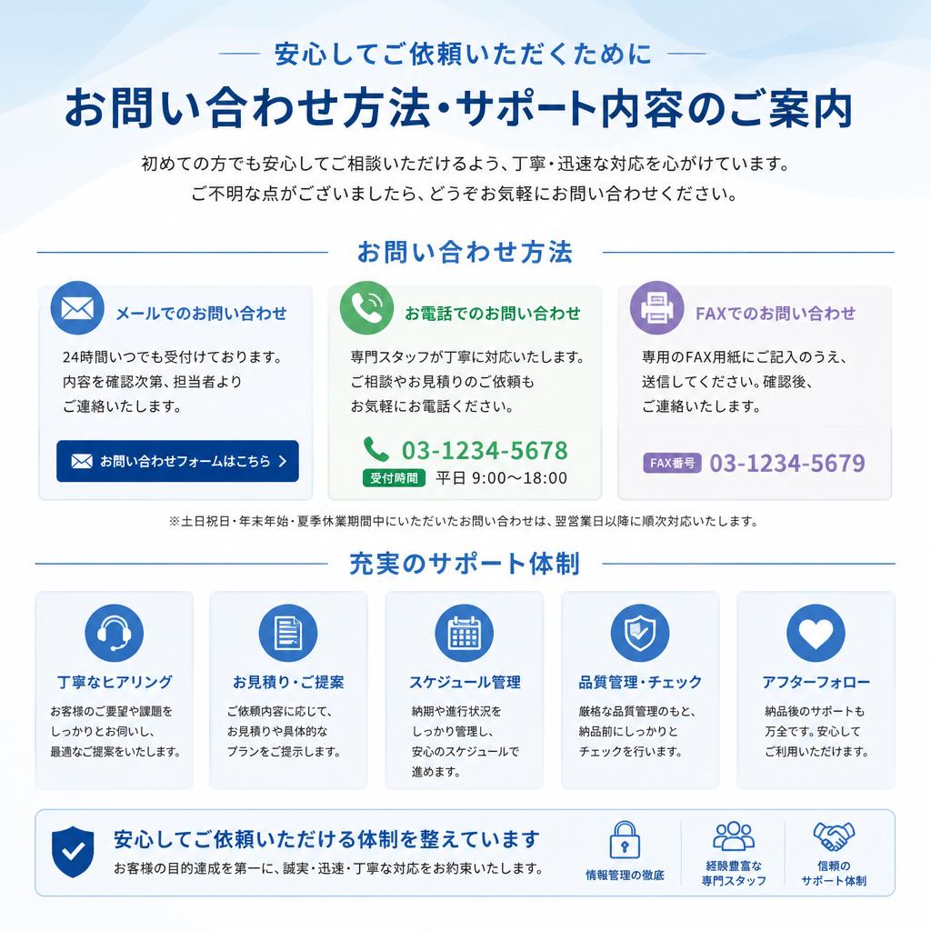 7. お問い合わせ方法とサポートのご案内