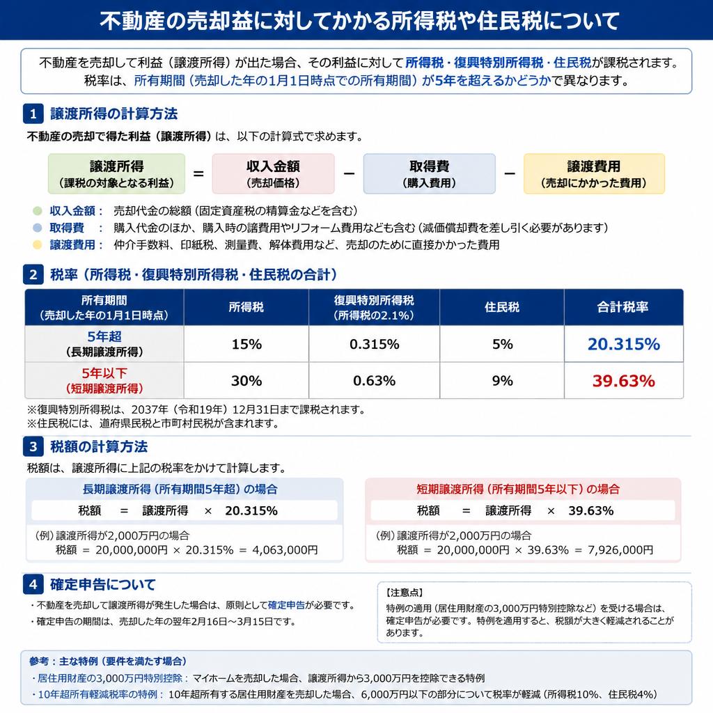 売却益にかかる所得税と住民税