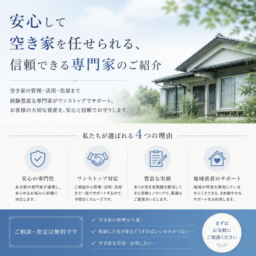 安心して空き家を任せられる、信頼できる専門家のご紹介