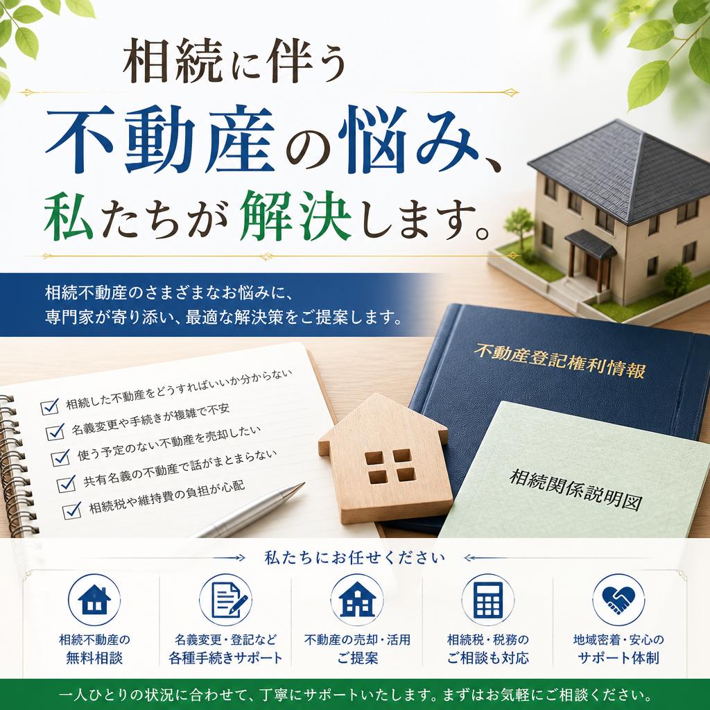 相続に伴う不動産の悩み、私たちが解決します。